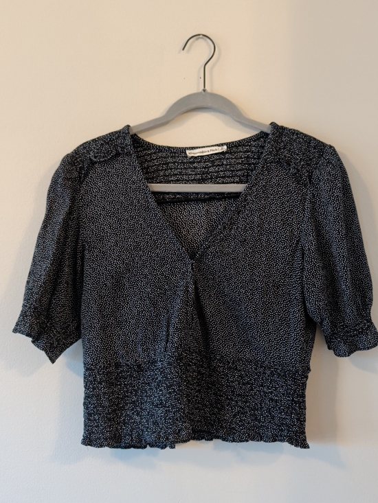 Abercrombie & Fitch Tops - Abercrombie & Fitch Black Top with White Dot Print